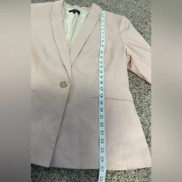 💗 💗TALBOTS Birdseye Knit One-Button Preppy Blazer - Peach & White 💗💗 - Picture 8 of 12